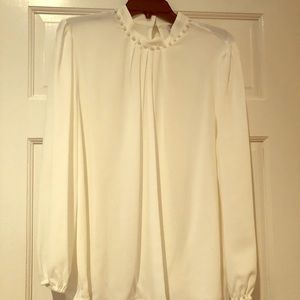 Ivory pearl embellished blouse